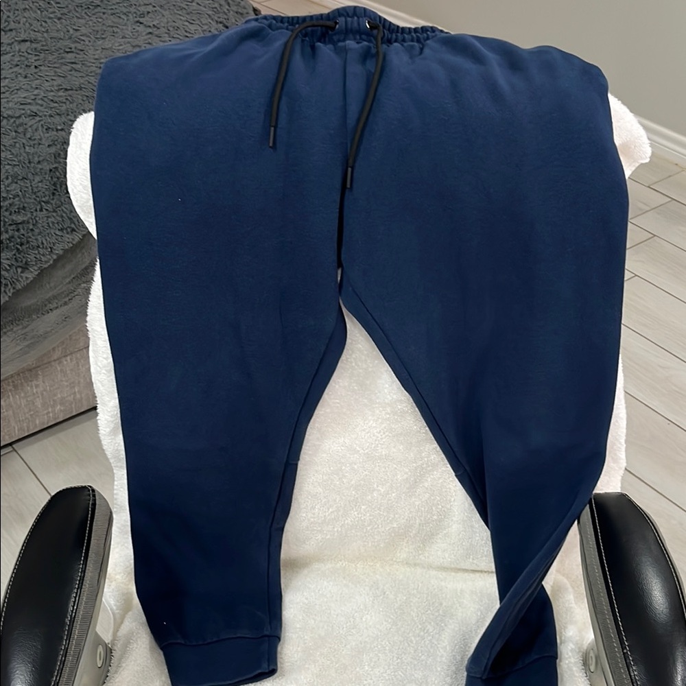 Blue Tapered Joggers with Elastic Cuffs